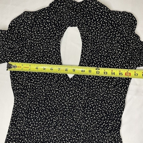 Flynn Skye Leah Mini Dress Size Small Black‎ w/ Crème Polka Dot Spotted Keyhole - Picture 4 of 12